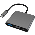USB Type-C Хаб PERO MH08, USB-С TO USB-C + HDMI + USB 3.0, серый