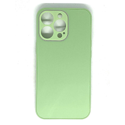 Задняя накладка AKSS для iPhone 13 Pro, салатовый, "имитация бархатное стекло"