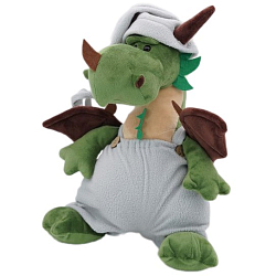 Мягкая игрушка Дракон Каллисто в серых комбинезоне и колпаке с кисточкой, 30 см