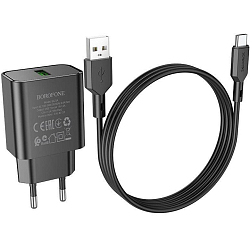 Сетевое ЗУ 1USB 3A BOROFONE BAS72A Black, 18W