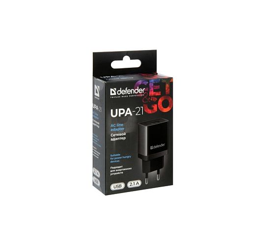 Сетевое ЗУ 2USB 2.1А DEFENDER UPA-22 черный
