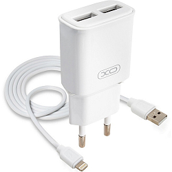 Сетевое ЗУ 2USB 2.4A XO-L92C, Lightning, белое, 12W