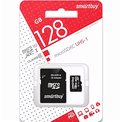 Micro SD 128Gb SMARTBUY Сlass 10 UHS-I U3 + адаптер SD
