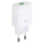 Сетевое ЗУ 1USB 2.4A HOCO, C72Q, Glorious, белое, QC3.0