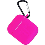 Силиконовый чехол STR Soft-Touch для AirPods (розовый) с карабином и нижней заглушкой