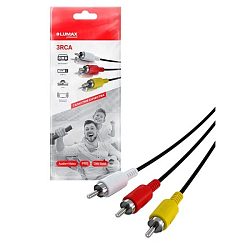 Кабель 3RCA <--> 3RCA 1.5м LUMAX черный