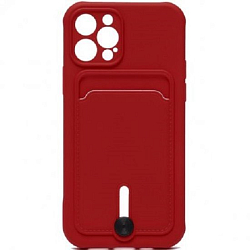 Задняя накладка ZIBELINO Card Holder для iPhone 12 Pro (бордовый) с выталкивателем карты