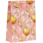 Пакет подарочный ламинированный «Шарики и конфетти», розовое золото, 30×41.5×12 см