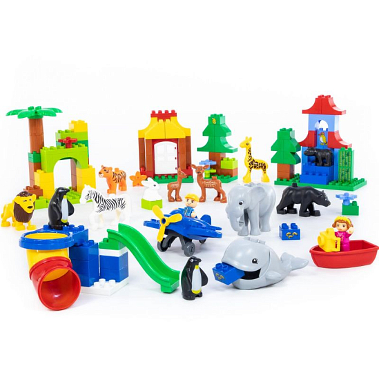 Конструктор ПОЛЕСЬЕ Макси - "Зоопарк" 138 эл 77721
