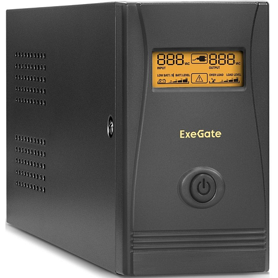 Источник бесперебойного питания EXEGATE Power  Smart ULB-800 LCD <800VA, Black, 2 евророзетки, USB>