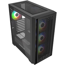 Корпус Powercase ByteFlow Black, Tempered Glass, 4x 120mm ARGB fans, ARGB HUB, чёрный, ATX  (CBFB-A4)