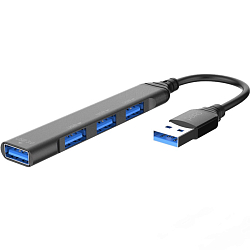 USB-Хаб PERO MH01, USB-A TO USB 3.0+USB 2.0+USB 2.0+USB 2.0, серый