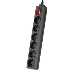 Сетевой фильтр  3.0м PERFEO POWER+ 6 розеток, черный (PF-PP-6/3,0-B)