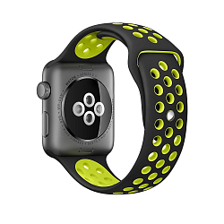 Спортивный ремешoк для Apple Watch Sport 42мм чёрно-салатовый