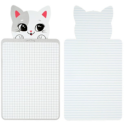 Доска маркерная A4 (33/46 х 24 см) Calligrata "Котик белый", двусторонняя: клетка/линейка, фигурная