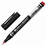 Маркер перманентный 0,5мм красный "Jet" супертонкий метал. након. BRAUBERG арт.150509