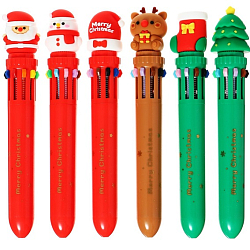 Шариковая ручка Calligrata "Новый год", автоматическая, 10-ти цветная, 0,7 мм МИКС