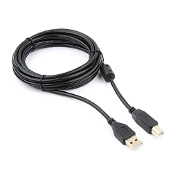 Кабель USB для принтера AM-BM  3.0м GEMBIRD (CCF-USB2-AMBM-10), феррит.кольц., позол., черный, пакет