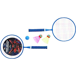 Набор для бадминтона «Робот»: 2 ракетки 44 см + 2 волан + мяч, в чехле, цвет синий