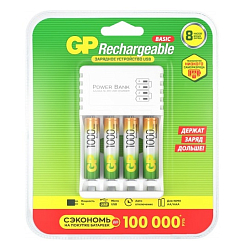 Зарядное устройство GP 100AAAHC/CPBR-2CR4, 4 слота +4AAA 1000mAh (1/12)