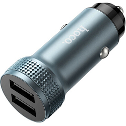 Авто ЗУ 2USB 2.4A HOCO Z49 Level , серый, microUSB