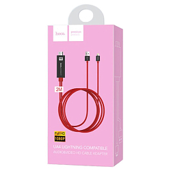 Кабель HDMI <--> iPhone 5/6/7  2.0м HOCO UA4 круглый, красный