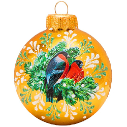 Шар "Красногрудые снегири", 80мм, в подарочной упаковке КУ-80-224049