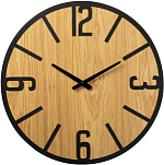 Часы настенные РУБИН "Классика" из металла, d=50 см, открытая стрелка, черный+дерево (5007-003)