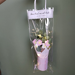 Букет цветы розово-белые с пакетом