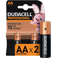 Элемент питания DURACELL LR06 PROFESSIONAL BL-2  (2/40/15200)