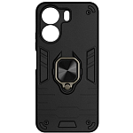 Задняя накладка DF для Xiaomi Redmi 13C/Poco C65 DF xiArmor-08 (black) с кольцом и пластиной для магнитного держателя