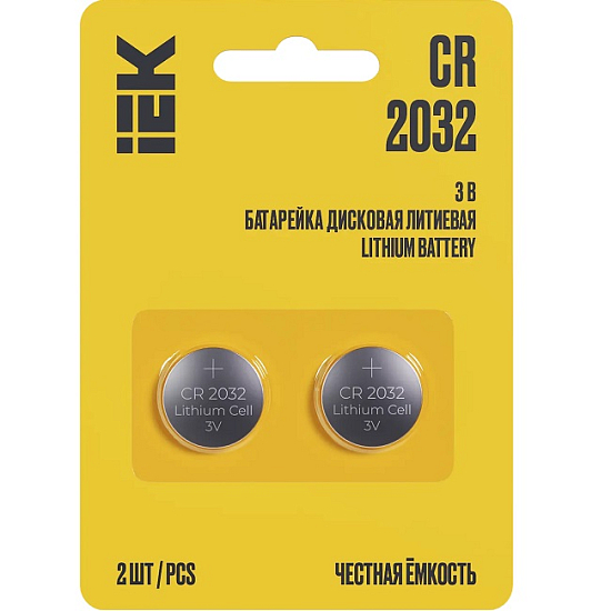 Элемент питания IEK CR2032 Optima (2/40/800)