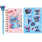 Блокнот А6, 65 л, ручка и стикеры-наклейки, Стич