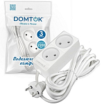 Сетевой удлинитель  3.0м DOMTOK 4гн.,ПВС 2*1  2,2кВт б/з
