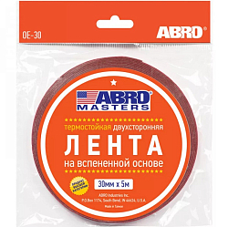 Скотч 2-сторонний ABRO MASTERS BE-30mm-5M, 30ммх5м, белый