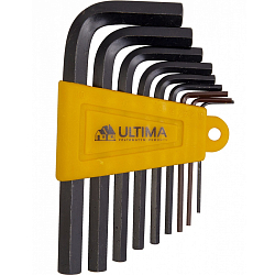 Набор ключей имбусовых ULTIMA HEX 122002, 1,510 мм, CrV, 9 шт., окид, короткие