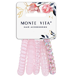 Резинки для волос НАБОР 5 шт, пружинка, розовые MONTE VITA 457062