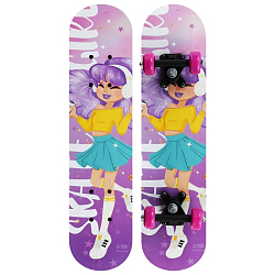 Скейтборд подростковый "SKATE GIRL" 62 х 16 см, колеса PVC 50 мм, пластиковая подвеска   7161976