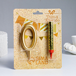 Набор Свеча для торта цифра 0 Гигант, золотая, с фонтаном 4929077