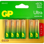 Элементы питания GP LR06 G-Tech Ultra BL4+2 (15AUA214/2-2CRSBC6)