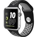 Силиконовый ремешок NIKE BAND 42/44/45/49mm, № 08_черный & серый