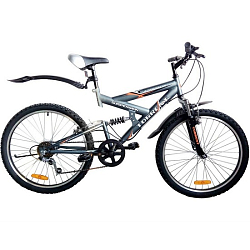 Велосипед TORRENT Adrenalin, Матовый серый (рама сталь 17", подростковый, 7 скоростей, колеса 24 д.) (24" / 17")