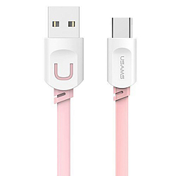 Кабель USB <--> Type-C  1.0м USAMS US-SJ113, плоский, розовый