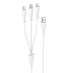 Кабель USB <--> Lightning/Type-C/microUSB  1.0м BOROFONE BX66 Wide, белый