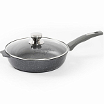 Сковорода 24см МЕЧТА Гранит с несъемн. ручкой и стекл. крышкой арт,С24701