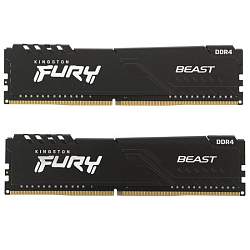 Оперативная память DDR4 16Gb Kingston KF432C16BBAK2/16 PC4-25600, 3200MHz, CL22 (Kit of 2) FURY Beast RGB