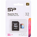 Micro SD 32Gb Silicon Power Class 10 Superior Pro Colorful, UHS-I U3 (R/W 90/45 Mb/s) + адаптер SD