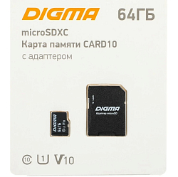 Micro SD 64Gb DIGMA Class10 + adapter