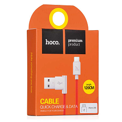 Кабель USB <--> microUSB  1.2м HOCO UPM10  L-образный дизайн красный