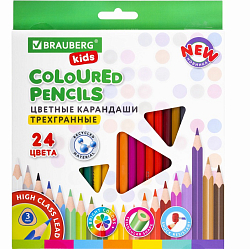 Карандаши цветные BRAUBERG KIDS NEW, 24 цв 182002